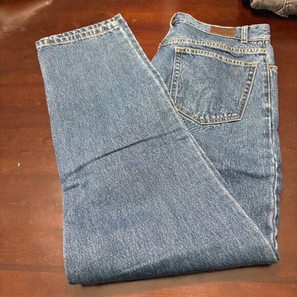 Lands' End Baggy Straight Medium Wash Jeans 14 Med Rise